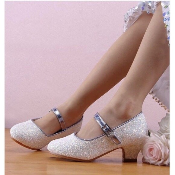 EIGHT KM Big Girls High Heel Dress Shoes Mary Jane Princess Pump Spark  Size 36 - Picture 3 of 11
